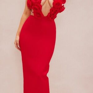 Elegant Red Floral Gown